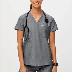 Gray Figs V-Neck Scrub Top and Livingston Pants